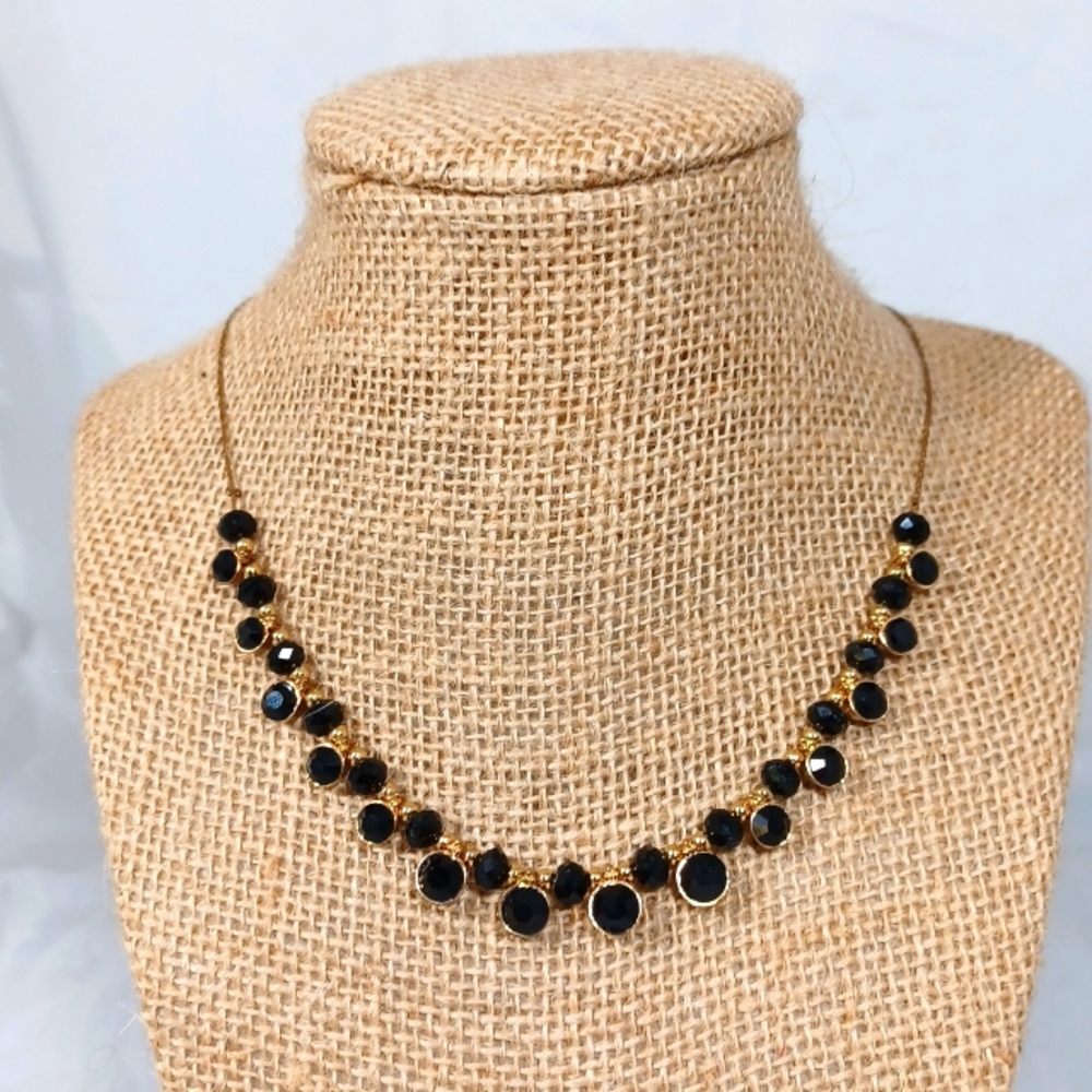 Black & Goldtone Beaded Necklace